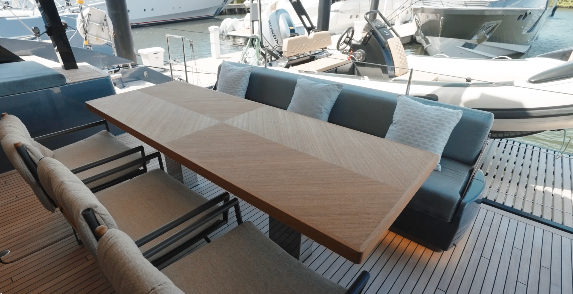 CATALLAXY aft deck dining table