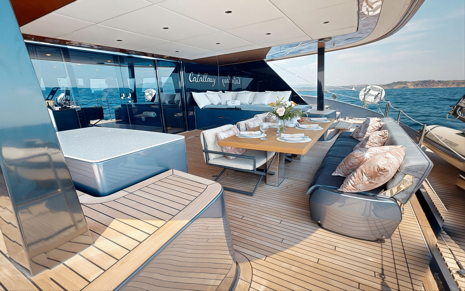CATALLAXY aft deck dining and lounge
