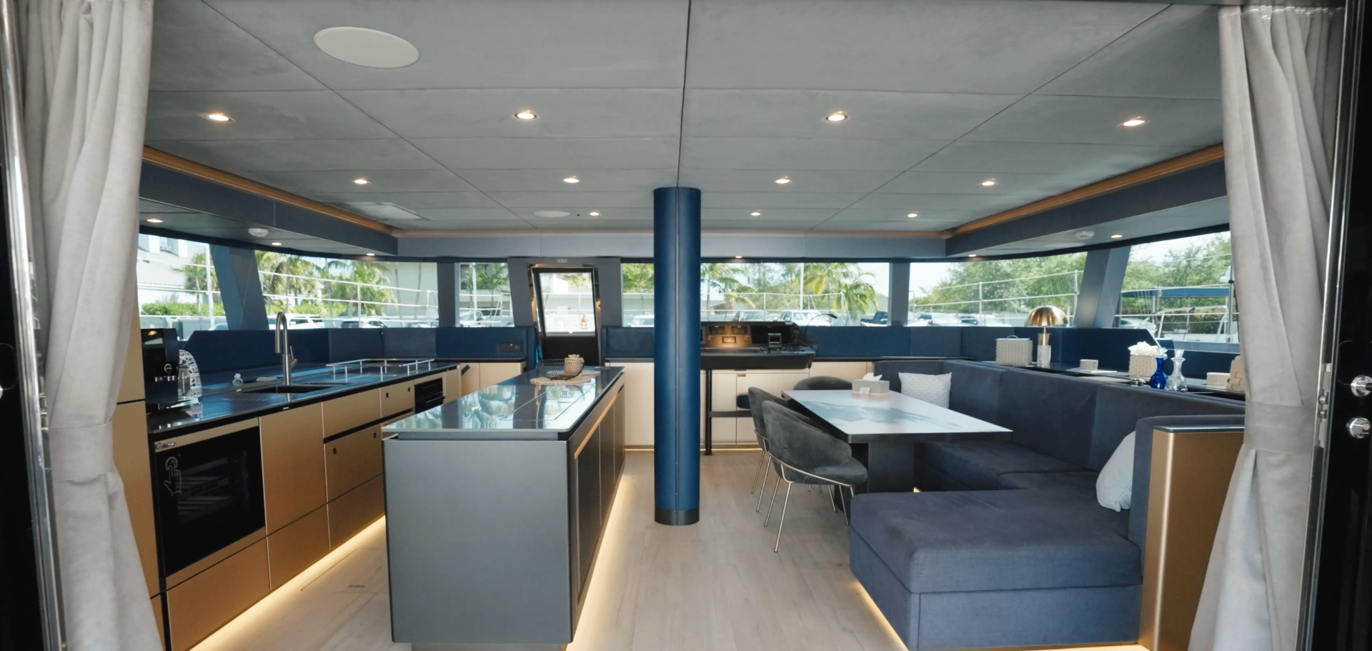 CATALLAXY galley and salon interior