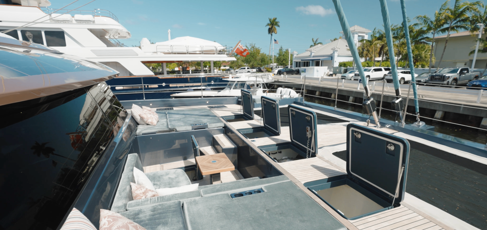 CATALLAXY side deck with open storage lockers