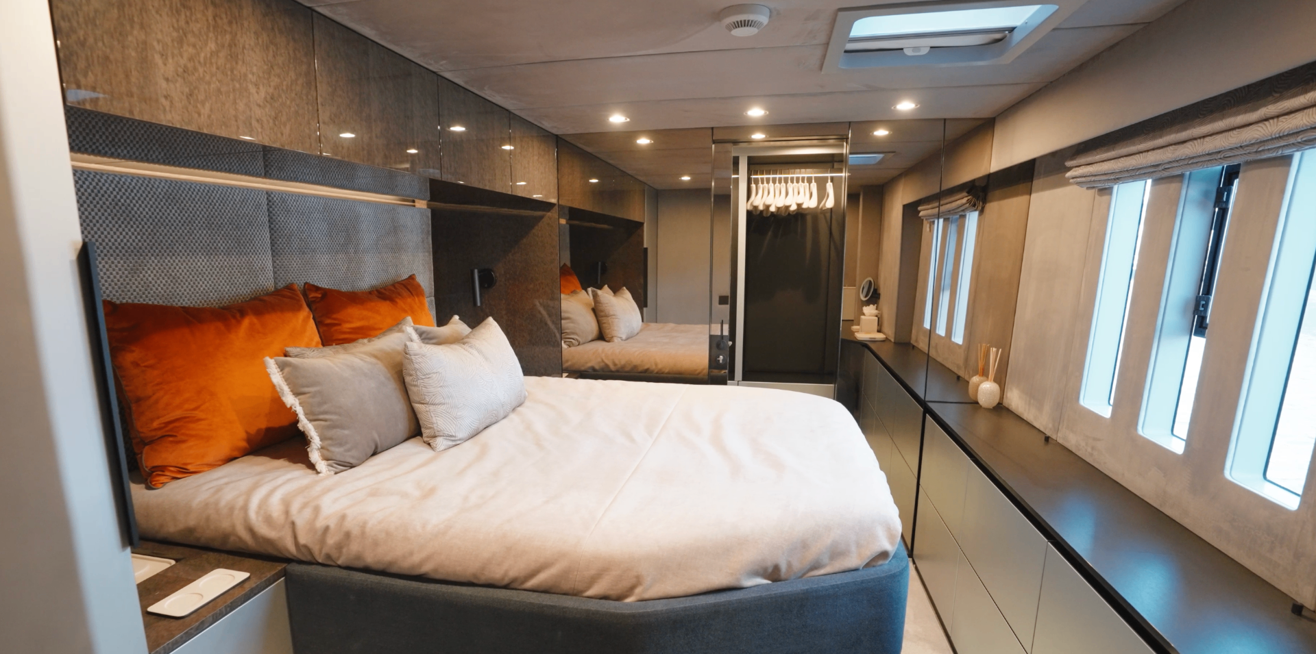 CATALLAXY VIP cabin with island bed and walk-in wardrobe
